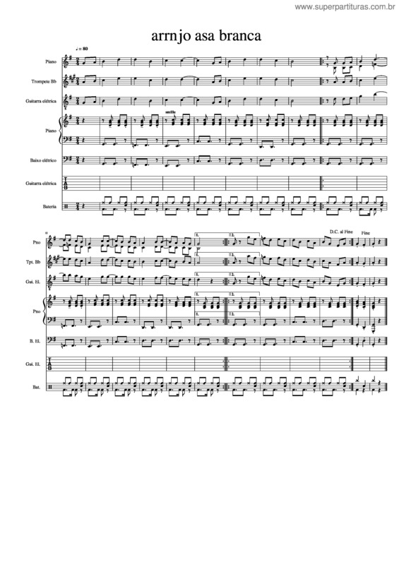 Partitura da música Arrnjo Asa Branca