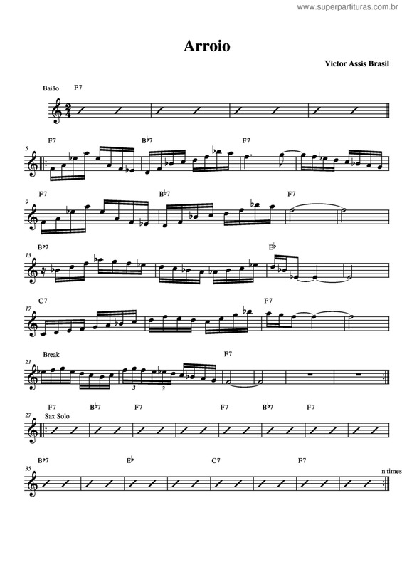 Partitura da música Arroio