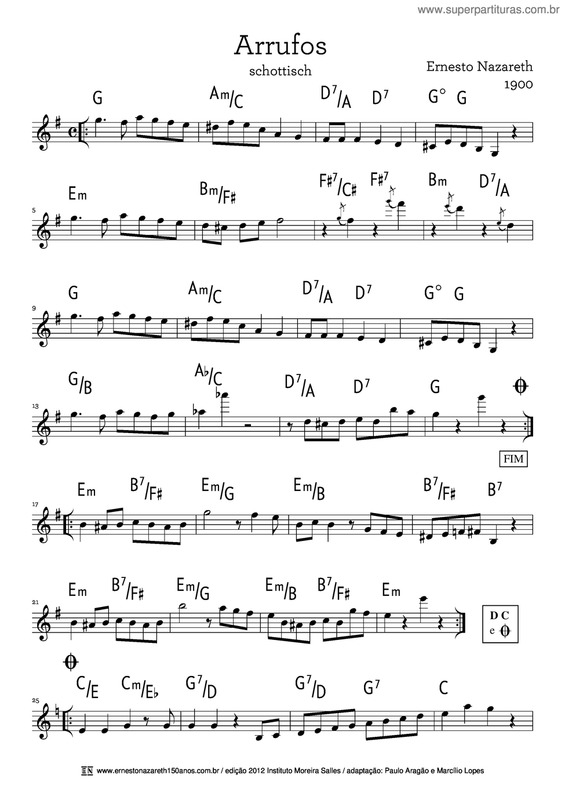 Partitura da música Arrufos