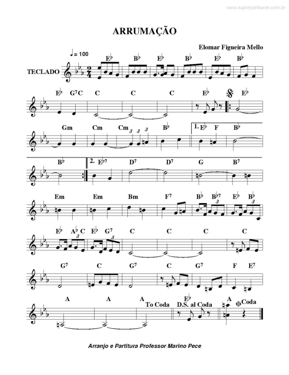 Partitura da música Arrumação