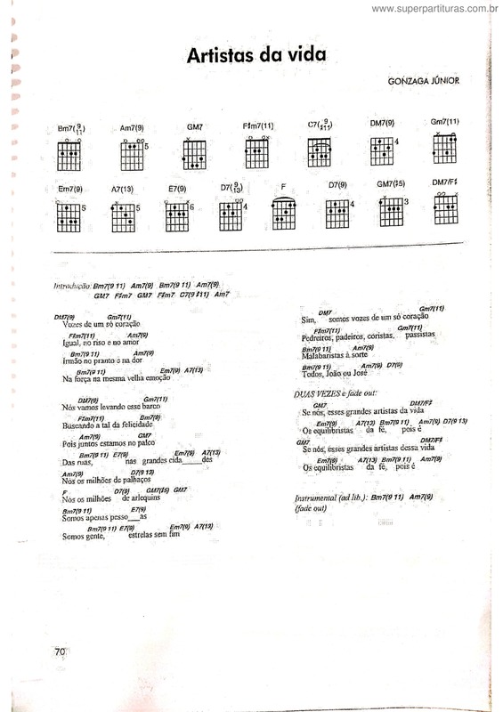 Partitura da música Artistas Da Vida