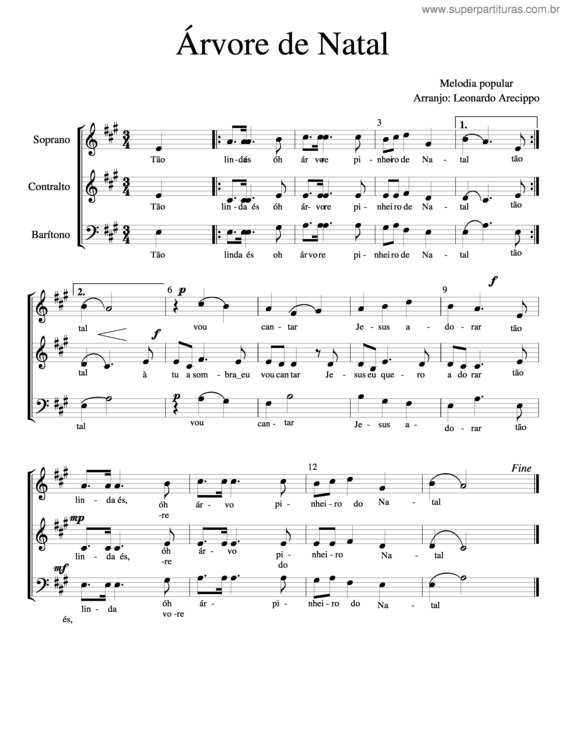 Partitura da música Árvore De Natal