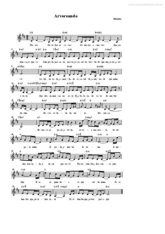 Partitura da música Arvoreando