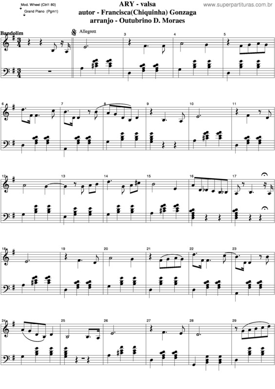 Partitura da música Ary v.3