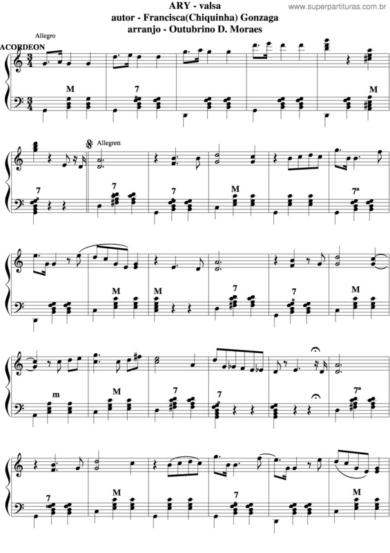 Partitura da música Ary