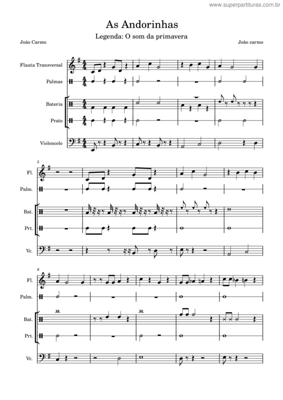 Partitura da música As Andorinhas v.3