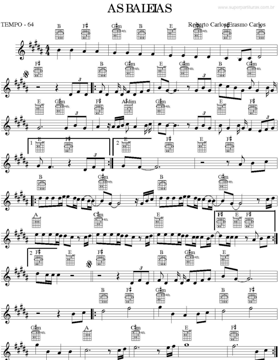 Partitura da música As Baleias