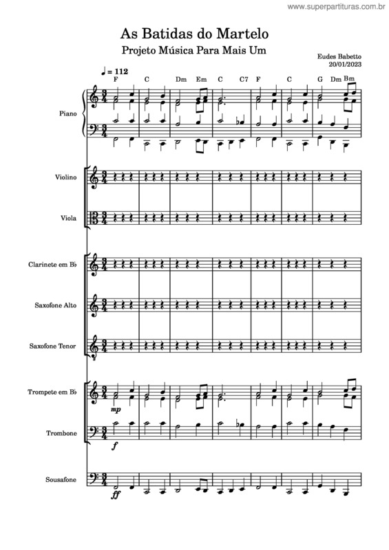 Partitura da música As Batidas Do Martelo