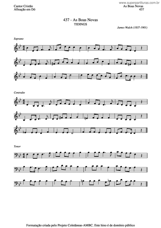 Partitura da música As Boas Novas v.2