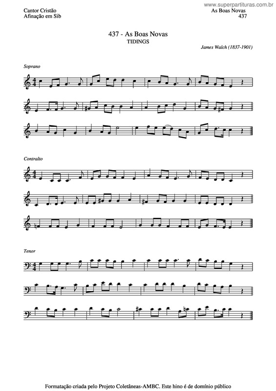 Partitura da música As Boas Novas v.3