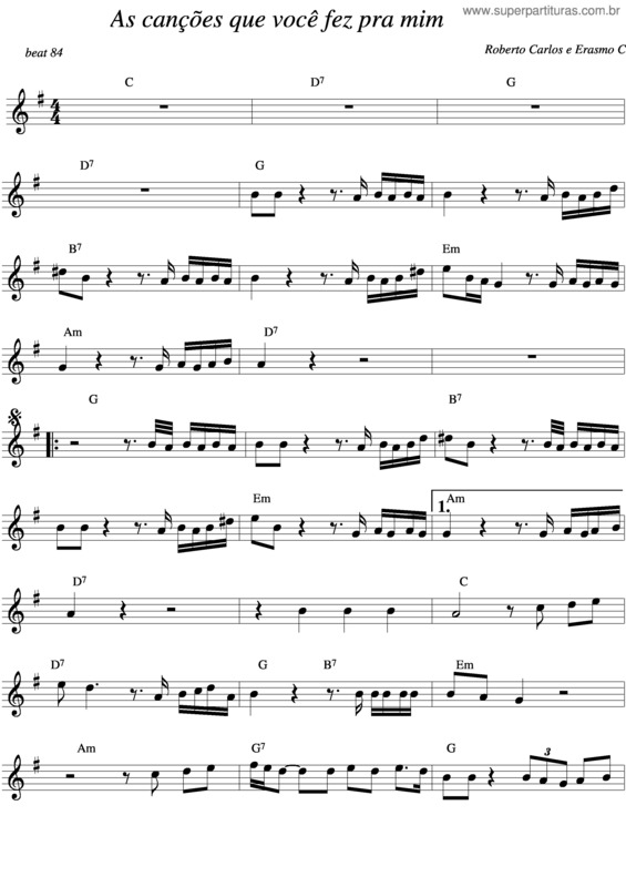 Partitura da música As Canções Que Você Fez Pra Mim v.2