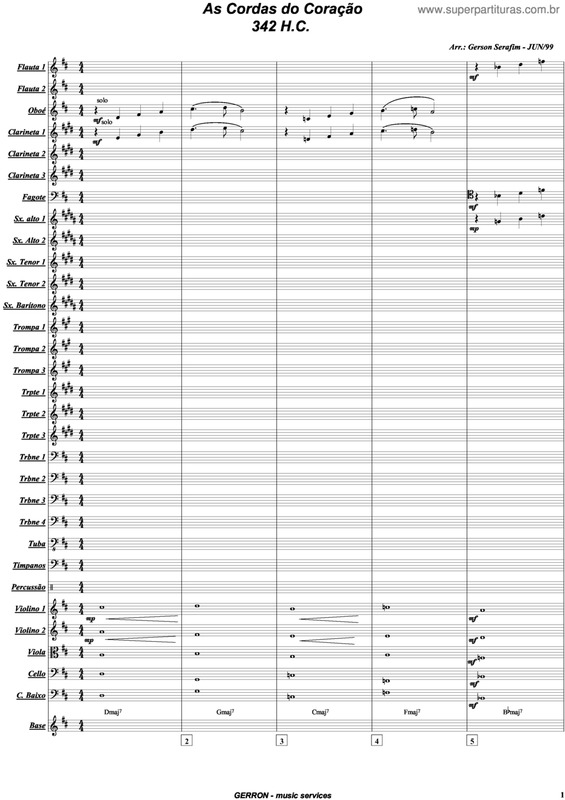 Partitura da música As Cordas do Coração - 342 HC