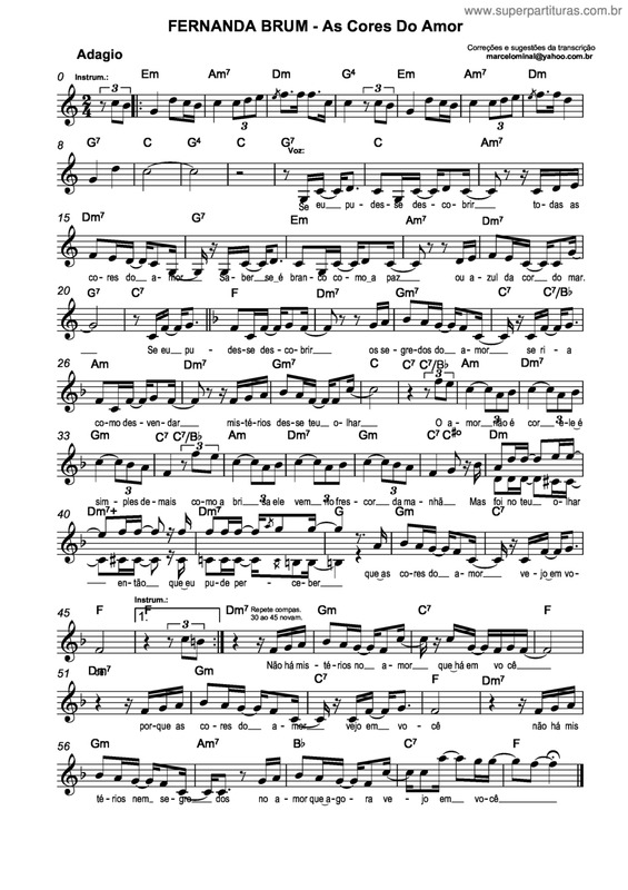 Partitura da música As Cores Do Amor v.2