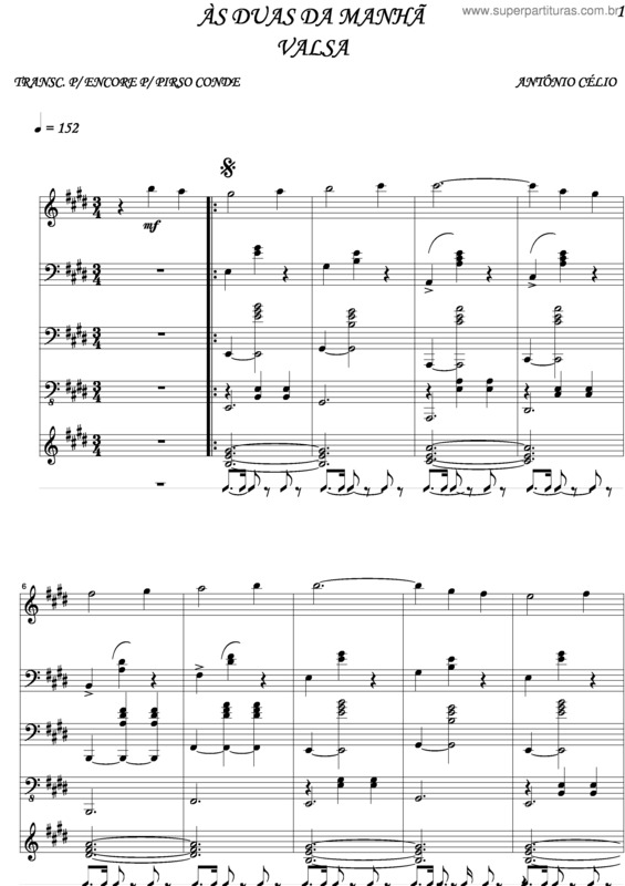 Partitura da música As Duas Da Manhã