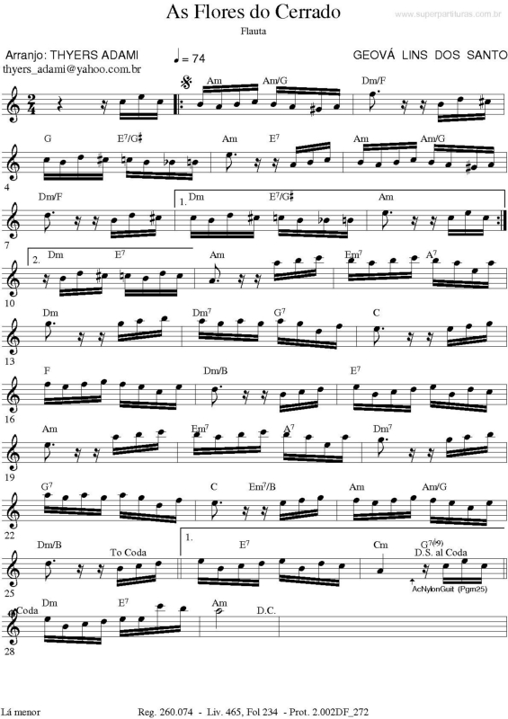 Partitura da música As Flores do Cerrado v.2