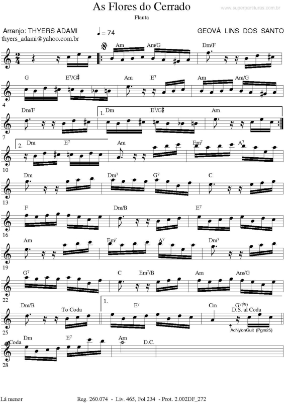 Partitura da música As Flores do Cerrado v.5