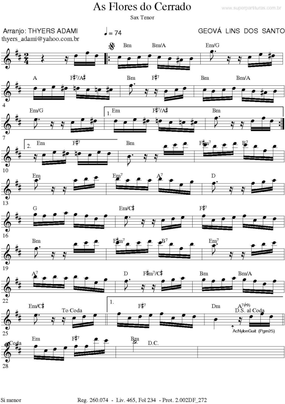 Partitura da música As Flores do Cerrado v.7