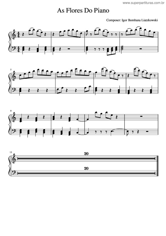 Partitura da música As Flores Do Piano