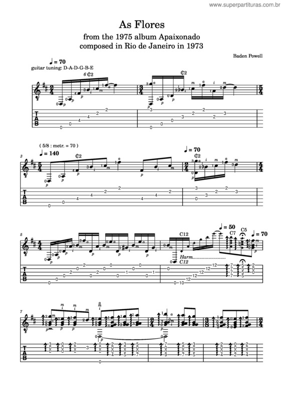 Partitura da música As Flores