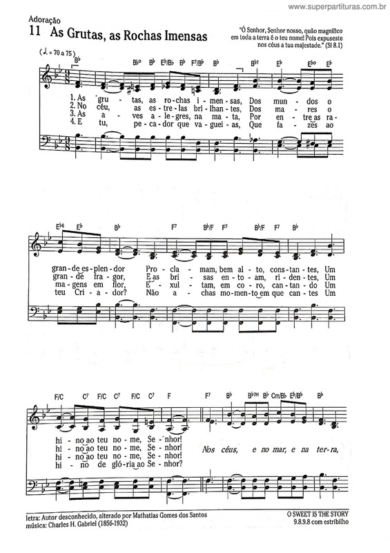 Partitura da música As Grutas, As Rochas Imensas