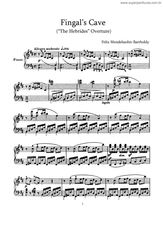 Partitura da música As Hébridas