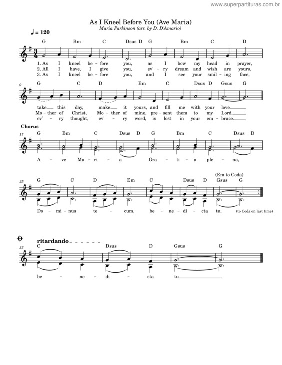 Partitura da música As I Kneel Before You