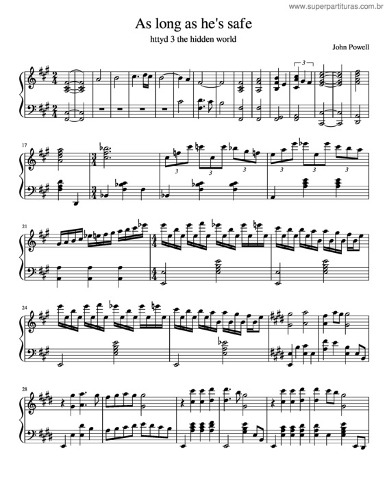 Partitura da música As Long As He`S Safe