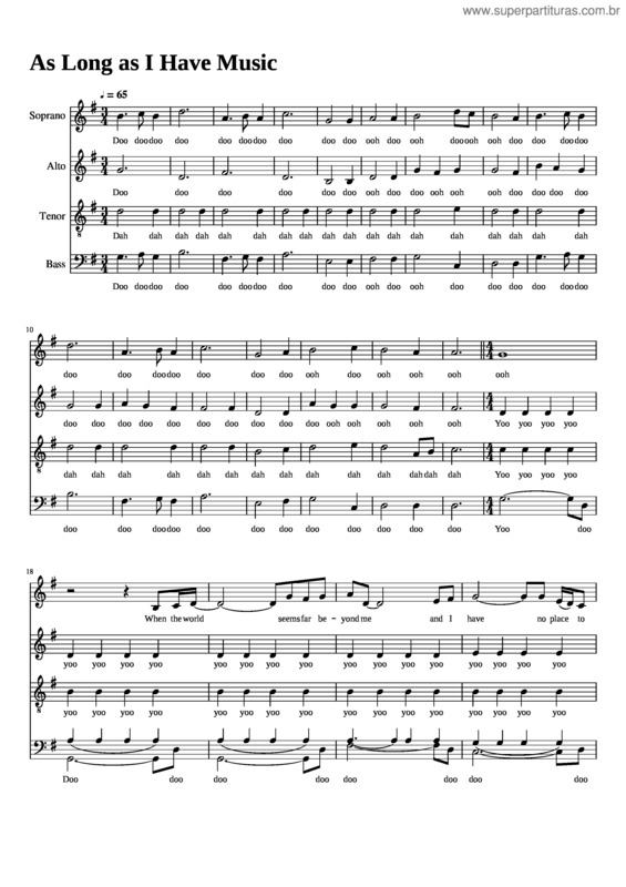 Partitura da música As Long As I Have Music