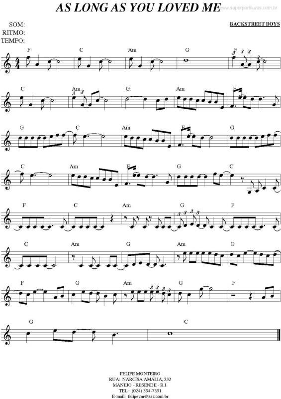 Partitura da música As Long as You loved me