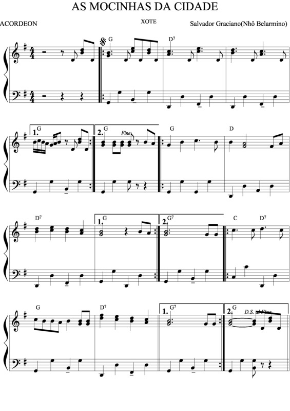 Partitura da música As Mocinhas da Cidade v.4