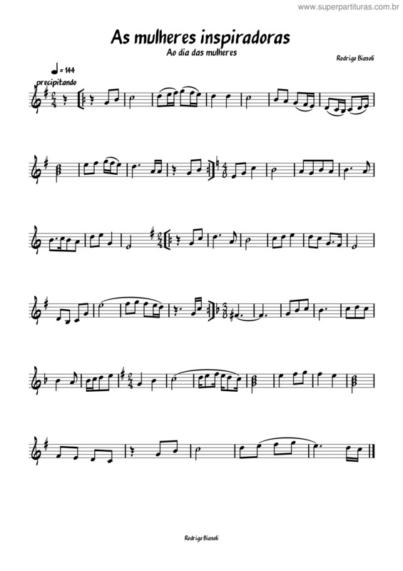 Partitura da música As Mulheres Inspiradoras