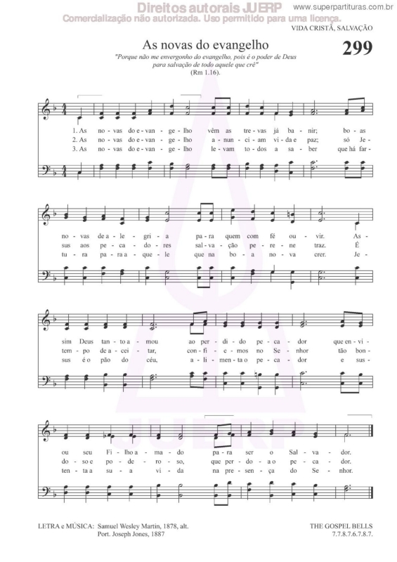 Partitura da música As Novas Do Evangelho - 299 HCC v.2