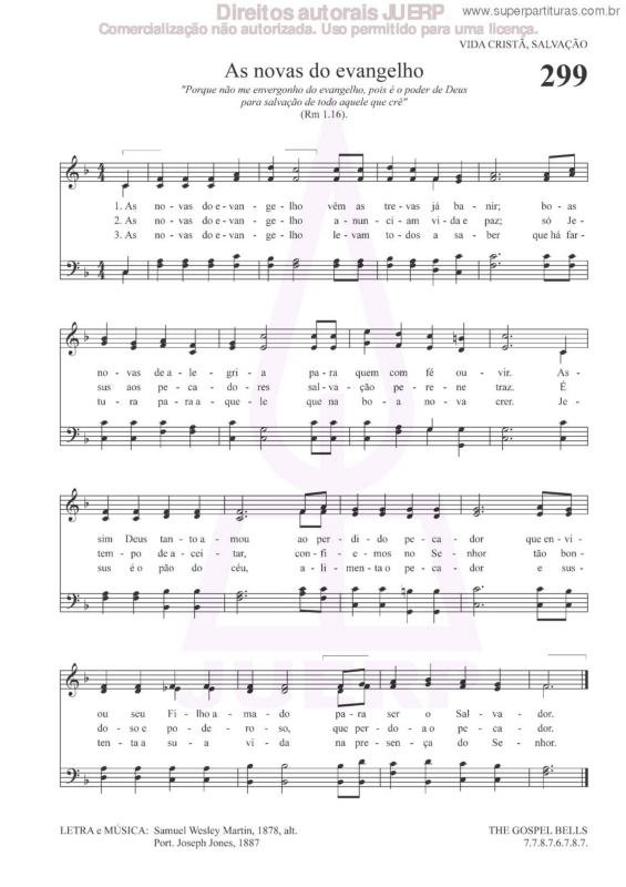 Partitura da música As Novas Do Evangelho - 299 HCC v.2