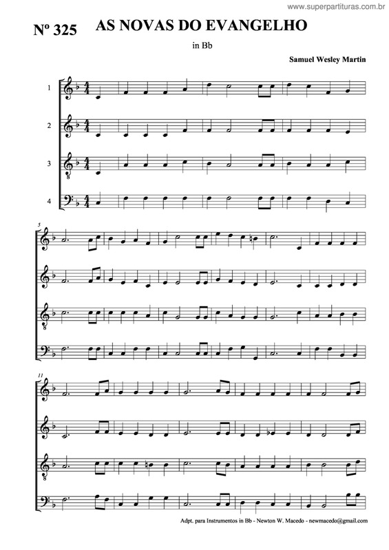 Partitura da música As Novas Do Evangelho v.3