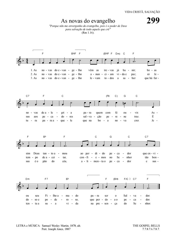 Partitura da música As Novas Do Evangelho