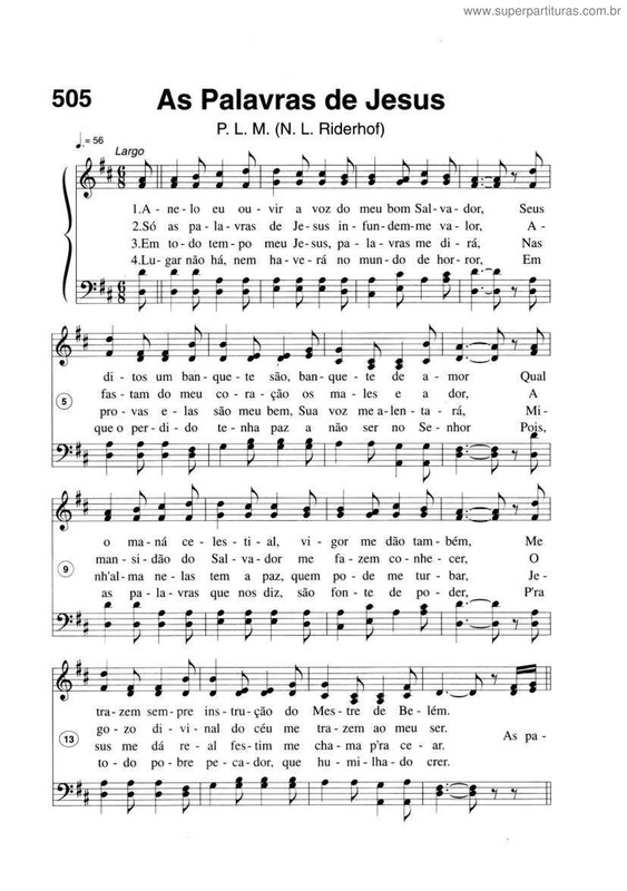 Partitura da música As Palavras De Jesus