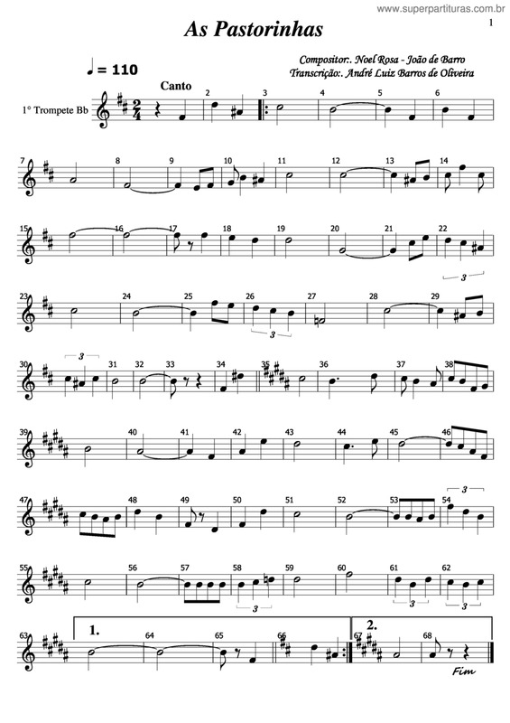 Partitura da música As Pastorinhas v.4