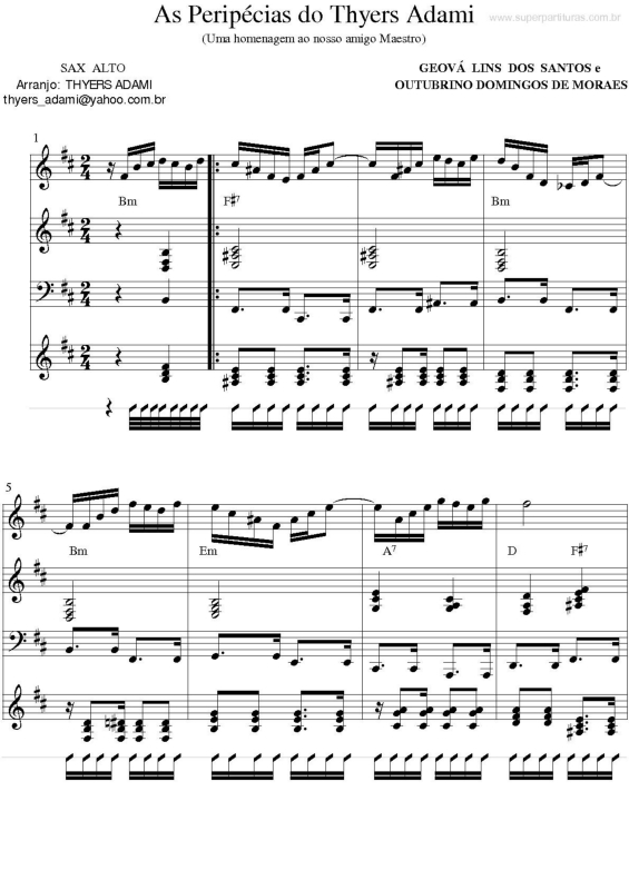 Partitura da música As Peripécias do Thyers Adami v.2