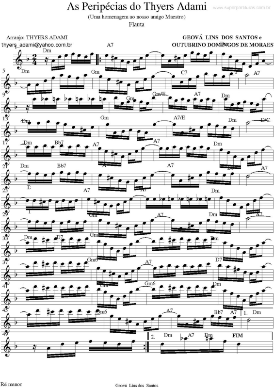 Partitura da música As Peripécias do Thyers Adami v.4