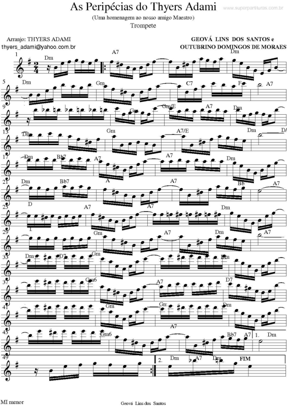 Partitura da música As Peripécias do Thyers Adami v.8