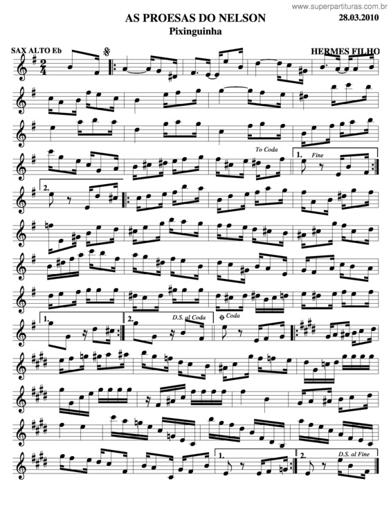 Partitura da música As Proesas Do Nelson