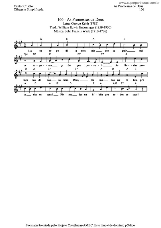 Partitura da música As Promessas De Deus