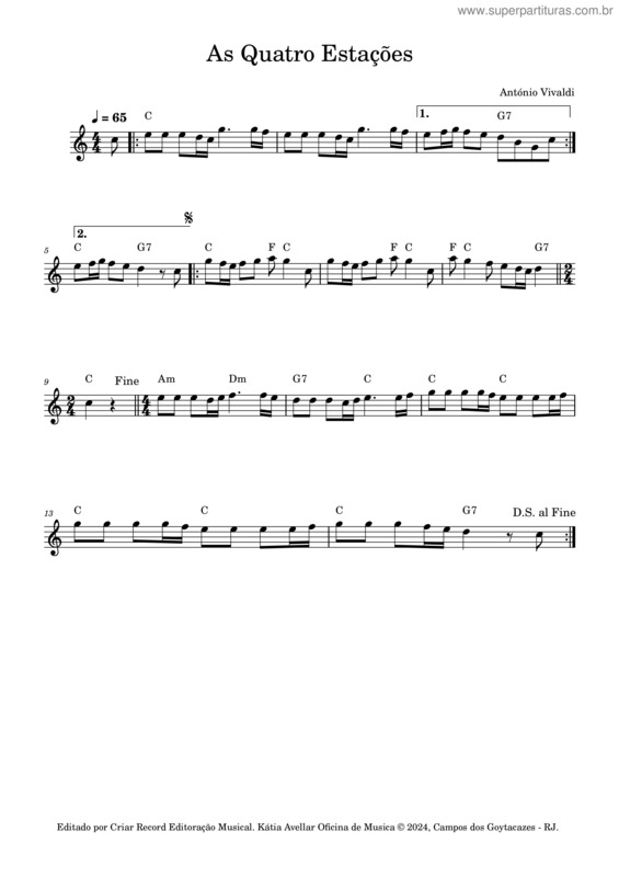 Partitura da música As Quatro Estações v.10