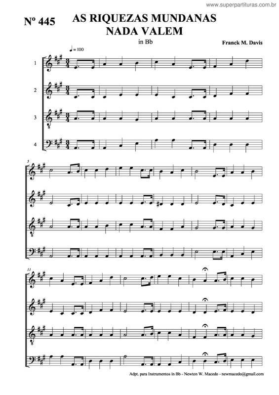 Partitura da música As Riquezas Mundanas Nada Valem v.2