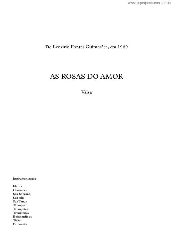 Partitura da música As rosas do amor