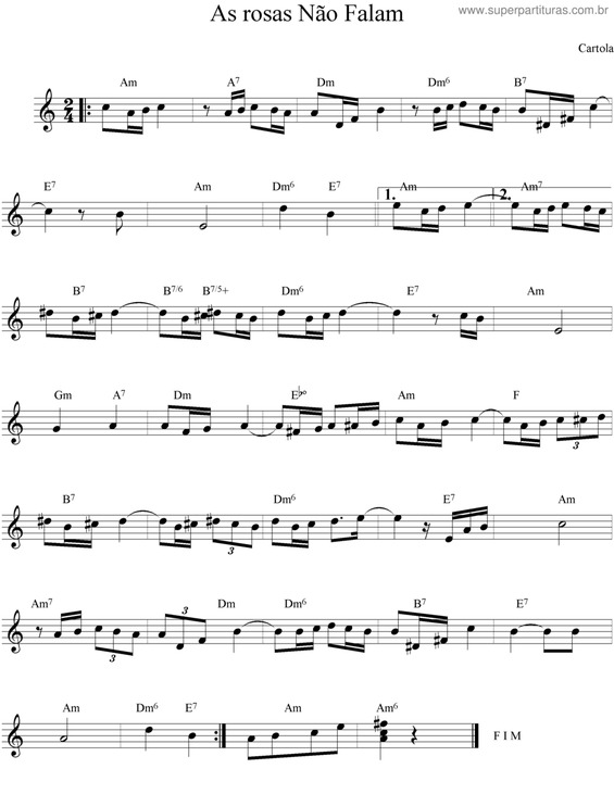 Partitura da música As Rosas Não Falam v.13