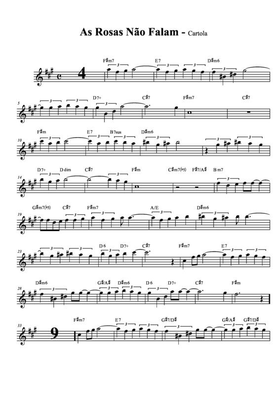 Partitura da música As Rosas Não Falam v.14