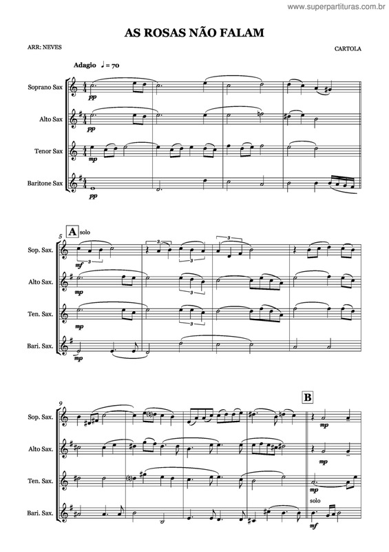 Partitura da música As Rosas Não Falam v.16