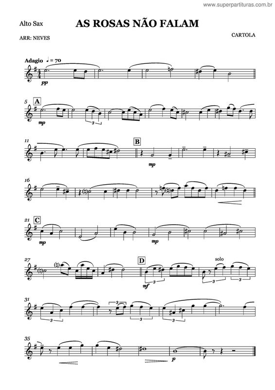 Partitura da música As Rosas Não Falam v.18