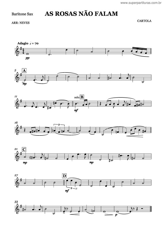 Partitura da música As Rosas Não Falam v.19